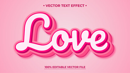 Poster - 3d editable Love text effect style typography
