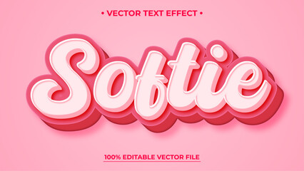 Poster - Softie bold 3d editable text effect for Valentine Design