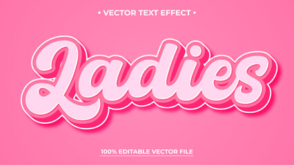 Poster - Ladies editable text effect, customizable pink and girl 3d font style