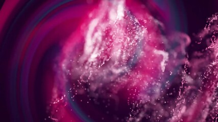 Poster - Swirling magenta cloud drifting in abstract digital scene, with glowing particles and light streaks