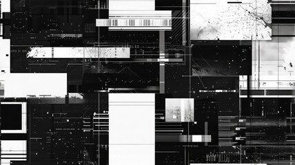 Leinwandbilder - the abstract picture of glitch circuit in square shape sketched by black color use shading to expres