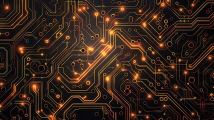 Leinwandbilder - Abstract picture chip on complex circuit with digital technology style design and the electric light graphic show electronic components represent about processor algorithm process on computer. AIG53.