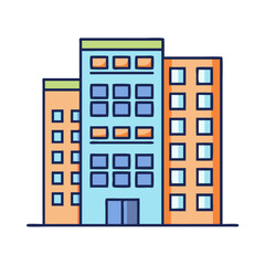 Poster - Illustration of modern city buildings skyline with apartments and office blocks concept design