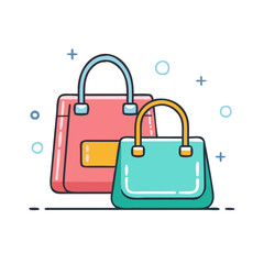 Poster - Illustration of fashionable handbags shopping bags tote bags in trendy colors for women and girls