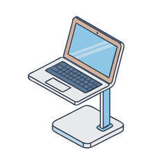 Fototapete - Isometric laptop computer illustration technology device portable workstation digital design vector