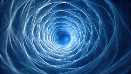 Poster - Captivating circular patterns of light create a mesmerizing tunnel effect in deep blue tones.