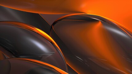 Poster - Abstract orange and black geometric shape flowing curves. Background image of black and orange wave with fluid and liquid texture. Digital art for modern and dynamic design. Movement design. AIG51.