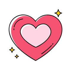 Poster - Lovely Pink Heart with Inner Heart and Sparkling Stars Graphic Design