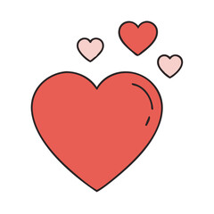 Poster - A large red heart with three smaller hearts floating above it