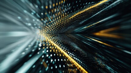 Poster - Abstract futuristic tunnel with glowing dots creating speed effect