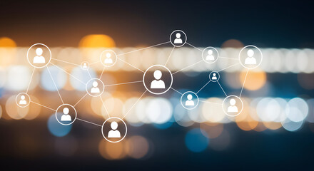 Poster - Abstract Social Network Communication with Blurred Bokeh Background Connecting People