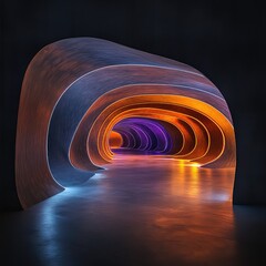 illuminated tunnel of modern art