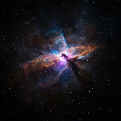 colorful nebula in vintage night sky