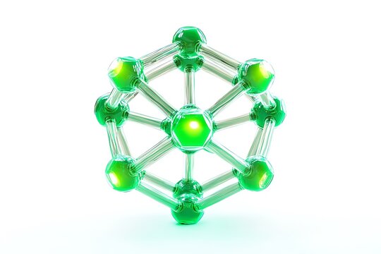 3D Style Chlorophyll Molecule with Glowing Magnesium Core and Organic Structure