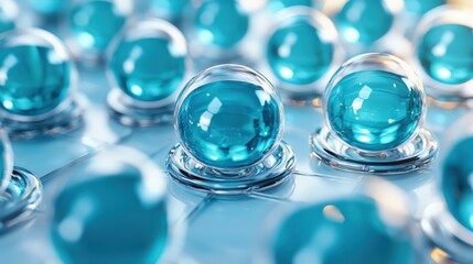 Poster - A radiant collection of shimmering blue gemstones sparkling under bright natural light display