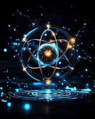 Poster - Stunning sphere with a bright star at its center surrounded by an ethereal glow against dark background