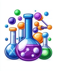 Poster - Vibrant science laboratory featuring colorful glassware and innovative equipment for experiments