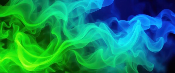 Wall Mural - Abstract swirling green and blue smoke, misty ethereal patterns, fantasy backdrop, smoke, patterns