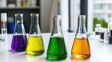 Poster - Collection of colorful test tubes filled with bright liquids displaying a vibrant scientific experiment