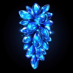 Poster - A stunning blue flower blooming gracefully against a solid black background showcasing its beauty
