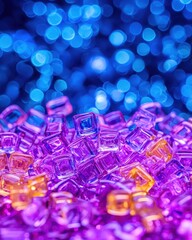 Poster - A stunning display of purple and blue crystals glimmering together in natural light with depth