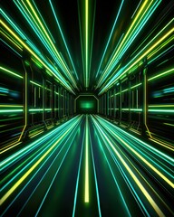 Poster - Vibrant neon lights illuminating an urban tunnel creating a futuristic and dreamlike atmosphere