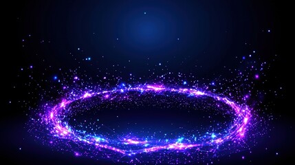 Poster - Radiant glowing circle set against a striking blue background evoking calmness and serenity