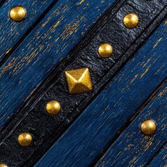 Poster - Elegant wooden table with gold studs beautifully crafted for stylish contemporary dining experience