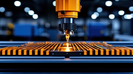 Poster - Advanced cnc plasma cutting machine operating in a modern manufacturing facility with sparks flying