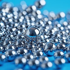 Poster - shiny bunch of silver balls glimmering under soft light creating a captivating decorative display