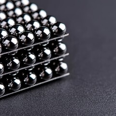 Poster - A collection of black and white spheres arranged artistically on a plain background for display