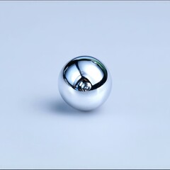 Poster - A shiny silver ball placed on a pure white background showcasing its reflective surface and style