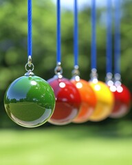 Poster - Captivating collection of colorful glass balls arranged artistically on a bright background display