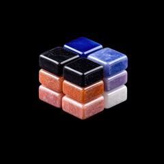 Poster - A beautiful set of four artisan soaps displayed elegantly with unique colors and textures