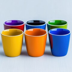 Poster - A bright and colorful collection of cups displayed together on a table in a cheerful arrangement