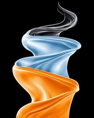 Fototapete - Artistic smoke swirl captured in motion with graceful curves and fluid dynamics on black background