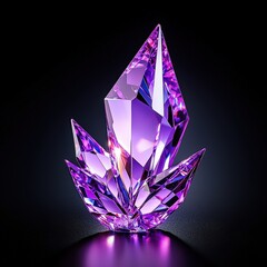 Poster - A beautiful purple crystal set against a black background highlighting its unique shape and texture
