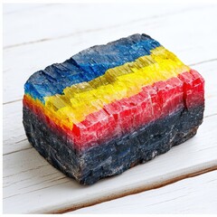 Poster - A delicious slice of cake topped with rainbow colored frosting creating a fun and vibrant treat