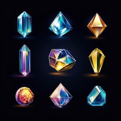 Poster - Vibrant set of colorful crystals displaying a spectrum of hues and natural beauty in natural light