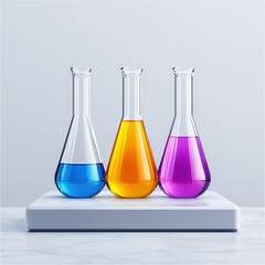 Poster - Three distinct colored liquids in a glass beaker showcasing unique shades in a laboratory setting