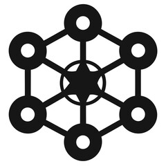 Poster - geometric design illustration with star and circles in hexagon shape for graphic and web design proj