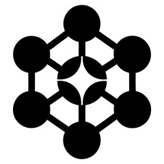 Poster - abstract geometric network design with interconnected circles and central floral motif vector illust