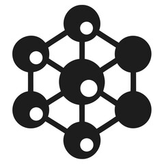 Poster - black and white molecular structure diagram with circles and lines for scientific representation vec
