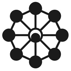 Poster - abstract geometric network diagram with connected circles and central moon shape design element grap