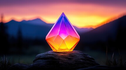 Poster - Close-up of a beautiful crystal reflecting light and showcasing intricate facets and colors