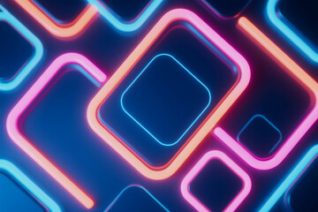 Fototapete - Abstract Neon Square Pattern Background