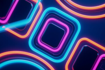 Fototapete - Abstract Neon Square Pattern Background