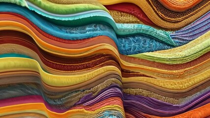 Poster - Vibrant layers of colorful textured waves create dynamic abstract art