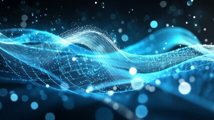 Fototapete - Abstract Digital Flow: A mesmerizing digital artwork showcases flowing, luminous lines and particles, evoking a sense of data streams, energy, and futuristic technology.
