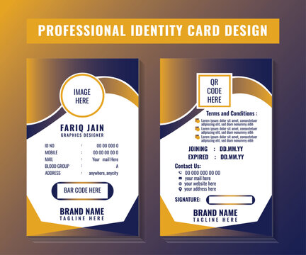 Corporate Business Id Card Design in Dark Blue Gradient.